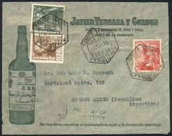 SPAIN: Cover With Nice Illustration And Advertisement Of COGNAC Javier Vergara Y Gordon, Sent From Jerez De La Frontera  - Other & Unclassified