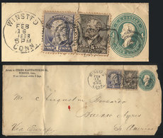 UNITED STATES: 4c. Stationery Envelope + 1c. Franklin + 5c. Garfield (total 10c.) Sent From Winsted To Argentina On 16/F - Altri & Non Classificati