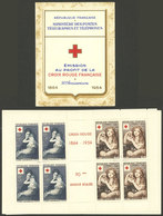 FRANCE: Yvert 1006/1007, 1954 Red Cross, Booklet With 4 Sets, MNH And Of Excellent Quality! - Autres & Non Classés