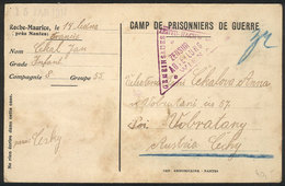 FRANCE: Card Sent By A Czech PRISONER OF WAR In The POW Camp Of Roche-Maurice With Postal Franchise For POW, VF And Inte - Sonstige & Ohne Zuordnung