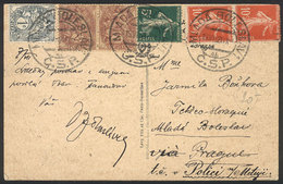 FRANCE: Postcard Franked With 30c. Sent To Prague. The Stamps Were Postmarked In MLADA BOLESLAVI, VF And Rare! - Sonstige & Ohne Zuordnung