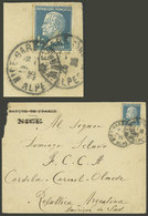 FRANCE: Cover Sent From Nice To Argentina On 17/JA/1925 Franked By Yv.179 ALONE, Arrival Backstamp, Very Nice! - Sonstige & Ohne Zuordnung