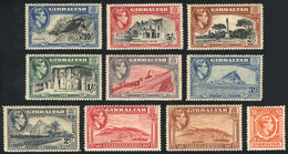 GIBRALTAR: COMPLETE SET WITH PERFORATION 14: Sc.108a + 109 + 110a + 111a + 113a + 114a + 115a + 116a + 117a, The 9 Value - Gibraltar