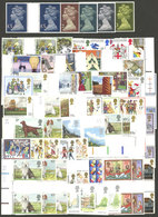 GREAT BRITAIN: GUTTER PAIRS: Large Lot Of 88 Gutter Blocks Of 4 And About 285 Gutter Pairs, VERY THEMATIC, All MNH And O - Andere & Zonder Classificatie