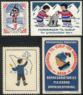 GREENLAND: FIGHT AGAINST TUBERCULOSIS: Lot Of 4 Cinderellas Issued Between 1925 And 1955, VF Quality! - Otros & Sin Clasificación