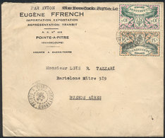 GUADELOUPE: Cover Franked With 25Fr., Sent From Pointe-a-Pitre To Argentina In 1948, Extremely Rare Destination, VF Qual - Lettres & Documents