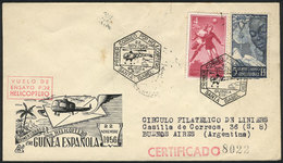 SPANISH GUINEA: 22/NO/1956 First HELICOPTER Mail, Cover With Nice Postage Sent To Argentina, VF Quality! - Spaans-Guinea