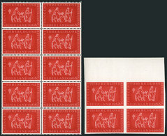 NETHERLANDS: FIGHT AGAINST TUBERCULOSIS: 1968 Issue, Block Of 10 Labels + IMPERFORATE Block Of 4, Excellent Quality! - Altri & Non Classificati