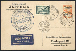 HUNGARY: Card Franked With Mi.478 + Another Value, Sent By Zeppelin Flight To Budapest On 28/MAR/1931, With Special And  - Other & Unclassified