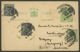 INDIA: Postal Card Sent From Bhopal To URUGUAY On 22/MAY/1931, Rare Destination! - Otros & Sin Clasificación