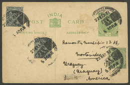 INDIA: Postal Card Sent From Bhopal To URUGUAY On 22/MAY/1931, Rare Destination! - Sonstige & Ohne Zuordnung