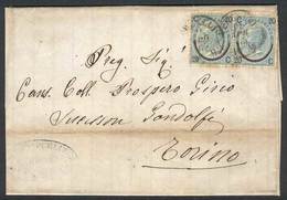 ITALY: Complete Folded Letter Franked With 2 Examples Of Sc.34b (Sa.23), Sent From Verelli To Torino On 19/AP/1865, VF Q - Unclassified