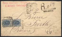 ITALY: Registered Cover Franked By Pair Sa.62, Sent From Bologna To Germany On 29/OC/1901, VF, Sassone Catalog Value Eur - Unclassified