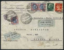 ITALY: Air Mail Cover Franked By Sa.78 X3 + Other Values (total 17L.) Sent From Alessandria To Buenos Aires On 31/DE/192 - Sin Clasificación