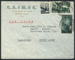 ITALY: Cover Franked By Sa.132 Airmail + Other Values (total 85L.), Sent From Padova To Argentina On 10/JUL/1947, Excell - Sin Clasificación