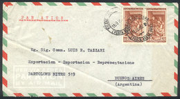 ITALY: Cover Franked By Sa.651 Pair ALONE (total 200L.), Sent From Milano To Argentina On 11/MAR/1952, Fine Quality! - Unclassified