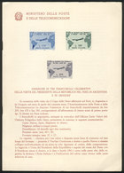 ITALY: Advertising Brochure Of The Post With The Printed Set Of 3 Values For The Visit Of President Gronchi To South Ame - Zonder Classificatie