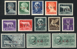 ITALY - REPUBBLICA SOCIALE ITALIANA: Repubblica Sociale Italiana: Group Of Stamps With "G.N.R." Overprint, MNH, Excellen - Other & Unclassified