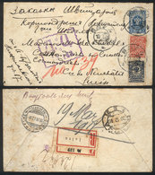 LATVIA: Russian 7k. Stationery Envelope Uprated With 13k., Sent By Registered Mail From RIGA To Switzerland On 10/DE/191 - Letland