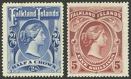 FALKLAND ISLANDS/MALVINAS: Sc.20/21 (Yvert 16/17), 1898 Victoria Cmpl. Set Of 2 Values, Mint Lightly Hinged, Excellent Q - Falkland