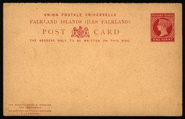 FALKLAND ISLANDS/MALVINAS: Double Postal Card (with Paid Reply) Of 1p. Victoria, Excellent Quality! - Falklandeilanden