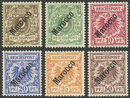 GERMAN MOROCCO: Michel I/VI, 1899 Unissued, Complete Set Of 6 Values, Mint With Tiny Hinge Mark (barely Visible, They Lo - Marruecos (oficinas)