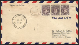 NIGERIA: 14/DE/1941 First Flight Lagos - Belem (Brazil), Final Destination Pottsville (USA), VF Quality! - Nigeria (...-1960)