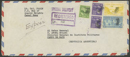 PANAMA - CANAL: Registered Airmail Cover Sent To Argentina On 10/AU/1948, Nice Mixed Postage! - Panamá