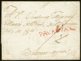 PARAGUAY: Folded Cover Sent From Asunción To Buenos Aires (circa 1806) With Straightline Red "PARAGUAY" Mark Very Well A - Paraguay