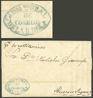 PARAGUAY: Entire Letter Dated Asunción 24/JA/1859 Sent To Buenos Aires (by Steamer Constitución), With Blue Mark "ADMON. - Paraguay