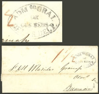 PARAGUAY: Entire Letter Dated Asunción 16/FE/1860 Sent To Buenos Aires (by Steamer Yporá), With Black Mark "ADMON. GRAL. - Paraguay