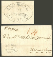 PARAGUAY: Entire Letter Dated Asunción 13/MAY/1860 Sent To Buenos Aires (by Gejuy), With Black Mark "ADMON. GRAL. DE COR - Paraguay