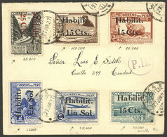 PERU: Sc.374 + C40/44, 1937 Complete Set Of 6 Overprinted Values Franking A Cover Used In Lima On 27/JUN/1937, VF Qualit - Perú