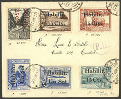 PERU: Sc.374 + C40/44, 1937 Complete Set Of 6 Overprinted Values Franking A Cover Used In Lima On 27/JUN/1937, VF Qualit - Pérou