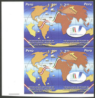 PERU: Sc.1358, 2003 Treaty With Italy, IMPERFORATE Block Of 4, MNH, VF And Rare! - Perù