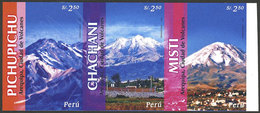 PERU: Sc.1404, 2006 Volcanoes, The Set In IMPERFORATE Strip Of 3, Excellent Quality, Rare! - Perù