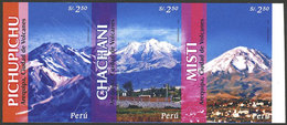 PERU: Sc.1404, 2006 Volcanoes, The Set In IMPERFORATE Strip Of 3, Excellent Quality, Rare! - Pérou