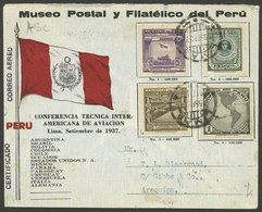 PERU: Sc.C45/C48, 1937 Inter-American Congress Of Aviation, The Set Of 4 Values On A Cover Used On 15/SE/1937 (first Day - Perù