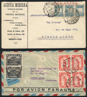 PERU: 4/JUL/1932 And 11/AU/1934 Arequipa And Lima To Buenos Aires, 2 Airmail Covers Franked With 45c. (new Reduced Rate) - Peru
