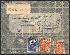 PERU: 4/DE/1933 Lima - HONG KONG, Registered Airmail Cover Franked With 2.15S., Forwarded To Kowloon, On Back It Bears S - Pérou