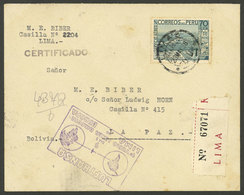 PERU: 23/MAY/1938 Lima - La Paz, Lufthansa First Flight, With Arrival Backstamp Of 24/MAY, Scarce! - Peru
