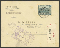 PERU: 23/MAY/1938 Lima - La Paz, Lufthansa First Flight, With Arrival Backstamp Of 24/MAY, Scarce! - Pérou