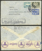 PERU: Airmail Cover With Illegible Date Sent From Lima To Germany By Lufthansa, With Nazi Censor Label On Back - Perú