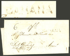 PERU: Folded Cover Dated 29/NO/1840 Sent To Acarí, With Black "CAMANA" Mark, Rare In This Color, Very Fine Quality!" - Peru