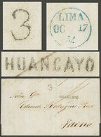 PERU: Entire Letter Dated 2/OC/1854 Sent To Tacna With The Marks "HUANCAYO" (23 X 9.50 Mm) And "3" Rating Perfectly Appl - Peru