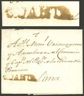 PERU: Entire Letter Dated 16/JUN/1811, Sent To Lima With "1" Rating In Pen And GUANTA Mark In Black-red (42.5 X 7 Mm), V - Peru