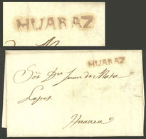 PERU: Entire Letter Dated 30/AP/1839 And Sent To Huaura, With HUARAZ Mark In Rust Red (37 X 5.5 Mm) Perfectly Applied, V - Peru