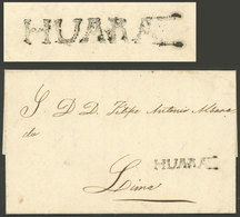 PERU: Entire Letter Dated 15/FE/1847 And Sent To Lima, With HUARAZ Mark In Black (37 X 5.5 Mm) Perfectly Applied, VF Qua - Peru