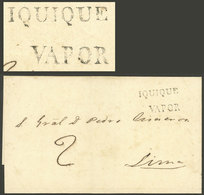 PERU: Folded Cover To Lima With "2" Rating And The Black Marks "IQUIQUE" And "VAPOR", Excellent Quality!" - Peru