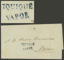 PERU: Folded Cover To Lima With "1" Rating And Blue Marks Of "IQUIQUE" And "VAPOR", Excellent!" - Peru